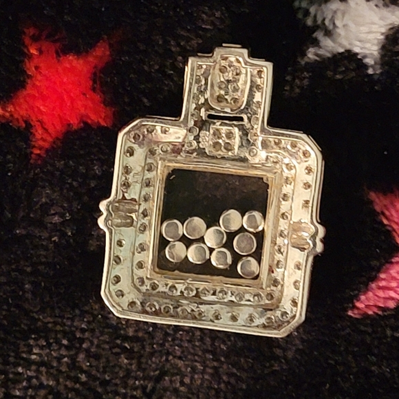 Diamond and Sterling Silver Floating Stone Pendant - Picture 7 of 8